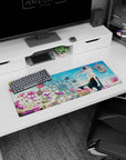 32x12 inches anime mouse pad featuring a silver-haired girl by a ferris wheel in a breezy summer scene.