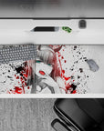 Rebellious 36x16 desk pad featuring bold contrast, splattered chaos, and fierce energy for raw anime style