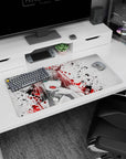 Fierce 32x16 mouse pad with splattered chaos, bold contrast, and intense energy for raw anime vibe