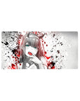 Bold 32x16 mouse pad with chaotic splatters, fierce energy, and raw style for a rebellious anime aesthetic
