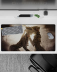 Sepia-toned romantic anime girl mouse pad 32x16 inches with misty skies and calm storybook mood.