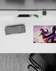 Purple sunrise sky anime mouse pad 14x10 inches with dreamy clouds, cozy glow, and warm streaks.