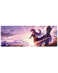 32x12 inches anime girl mouse pad with heroic Asuna-style figure, flowing hair, clean lines, sparkle.