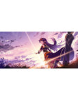 36x16 inches anime girl desk pad with heroic Asuna artwork, clean lines, bold trim, and sparkle accents.