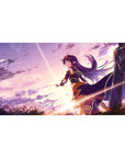 40x20 inches anime girl desk pad with dynamic Asuna-style pose, flowing hair, clean bold lines.