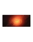 Galaxy swirl desk mouse pad 28x12 inches with cloud-like spiral rings and starlight specks.