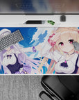 40x20 inches anime desk pad in dreamy ocean blues, soft purples, and clean whites for a cozy vibe.