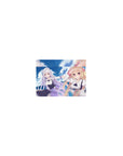 Classic anime girl mouse pad 14x10 inches with two girls, ribbons, plaid accents, ocean sky backdrop.