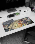 32x12 inches anime mouse pad showing an angelic warrior reaching forward, layered feathers and hero stare.