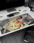 40x20 inches anime desk pad showing an angelic warrior reaching forward, wings filling the frame.