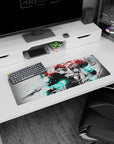 32x12 inches anime mouse pad showing violet-eyed girl and headbanded boy back-to-back with blades.