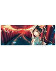 32x12 inches anime girl mouse pad with yukata at red torii gates, lantern-lit festival walkway art.