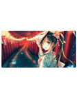 32x16 inches anime girl mouse pad with yukata festival art under red torii gates and lanterns.