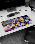 Nico Yazawa with the idol squad on an anime girl mouse pad 32x16 inches, smiling poses over starry space.