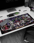 Large 40x20 inches mouse pad featuring a fusion of intense battles, deep emotions, and fiery reds, with bold shading for an unforgettable scene.