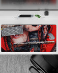 32x16 inches anime mouse pad with a red-eyed warrior girl wielding a katana, blending emotion and power for fans' setups.
