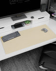 Elegant 36x16 inches desk pad featuring a beige backdrop with minimalist topographic lines, perfect for a serene workspace.