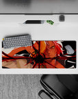 Powerful 32x12 mouse pad features Shanks' legendary intensity for fans of One Piece's pirate legacy