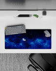 Blue-on-blue gradient mouse pad 28x12 inches with calm deep sapphire tones for a cozy late-night vibe.