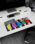 28x12 inches anime girl mouse pad showing five cute girls lined up, hugging red hearts like a night festival.