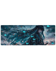 Anime mouse pad 32x12 inches featuring Demon Slayer character with teal and midnight hair and glowing butterflies.