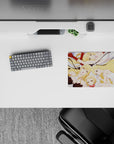 Soft pastel anime mouse pad 14x10 inches in creamy white and pale blue with warm golden hair glow.