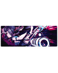 32x12 inches anime girl mouse pad with twin-tail fighter, black-teal outfit, and oversized cannon action.