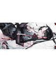 36x16 inches anime girl desk pad with black-haired beauty in sheer qipao, cranes, red knots, petals.