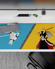Intense 36x16 desk pad with Ichigo and Grimmjow in a powerful, minimalist duel, perfect for Bleach fans who appreciate dynamic, contrasting design
