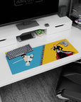Epic rivalry 32x12 mouse pad with Ichigo Kurosaki and Grimmjow Jaegerjaquez in a bold, minimalist duel, perfect for Bleach fans who love intensity