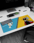 Legendary rivalry 36x16 anime desk mat with Ichigo and Grimmjow in a sleek duel, bringing their battle to life with bold colors and contrast