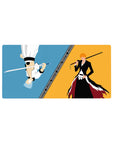 Ichigo vs Grimmjow 32x16 mouse pad featuring a minimalist, dynamic duel between Ichigo Kurosaki and Grimmjow Jaegerjaquez for a powerful desk vibe