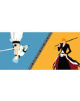 Ichigo vs Grimmjow 36x16 desk pad with bold colors and dynamic contrast, showcasing their legendary battle in a sleek, minimalist design