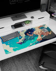 Inosuke Hashibira anime desk pad 36x16 inches, featuring dynamic Demon Slayer scene with vivid colors and bold contrasts.