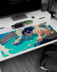 Inosuke Hashibira anime desk pad 40x20 inches, featuring bold colors from Demon Slayer, with boar mask and dynamic pose.
