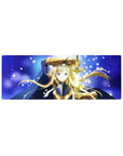 Anime girl mouse pad 32x12 inches featuring a blonde knight in gold armor with a glowing sword.