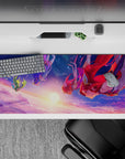36x16 inches desk pad in cotton-candy pink and deep blue, star-speckled sky, soft but bold vibe.