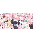 36x16 inches anime girl desk pad with Chika-style chibi faces, doodles, and playful reaction poses.
