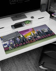 36x16 inches anime desk pad showing blue-haired leader on a throne with dragon guardian and crew.