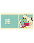 RX-78-2 Gundam poster-style anime mouse pad, crisp lines and bold typography, 32x16 inches.