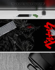 40x20 inches mouse pad with a monstrous figure in jagged armor, glowing red eyes, and high-contrast dark fantasy design.