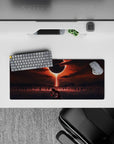 28x12 inches mouse pad with a lone figure in crimson-lit waters, capturing the haunting energy of an eerie eclipse, ideal for fans of dark fantasy.
