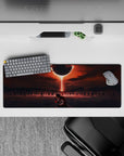 32x12 inches mouse pad with a lone figure kneeling in crimson-lit waters beneath a haunting eclipse, perfect for creating a dark and mysterious workspace.