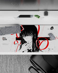 36x16 inches mouse pad with Yoru, featuring blood-red typography and monochrome strokes for a striking anime design.