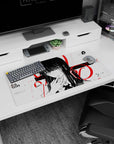 Modern 32x16 inches mouse pad featuring Yoru, with monochrome strokes and red typography for a sharp, intense design.
