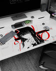 Large 40x20 inches mouse pad featuring Yoru, with blood-red typography and monochrome strokes for a bold, chaotic aesthetic.