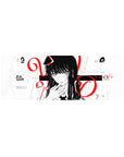 Compact 32x12 inches mouse pad with Yoru, featuring monochrome strokes and blood-red typography for a dramatic effect.
