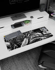 Artistic 32x12 inches mouse pad with a Berserker warrior, high-contrast manga style, and intense battle energy.
