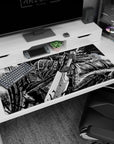 Large 40x20 inches mouse pad featuring a Berserker warrior in battle, with high-contrast manga aesthetic and raw emotion.