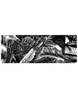 Compact 32x12 inches mouse pad with a Berserker warrior in manga style, capturing intense battle chaos for gamers.